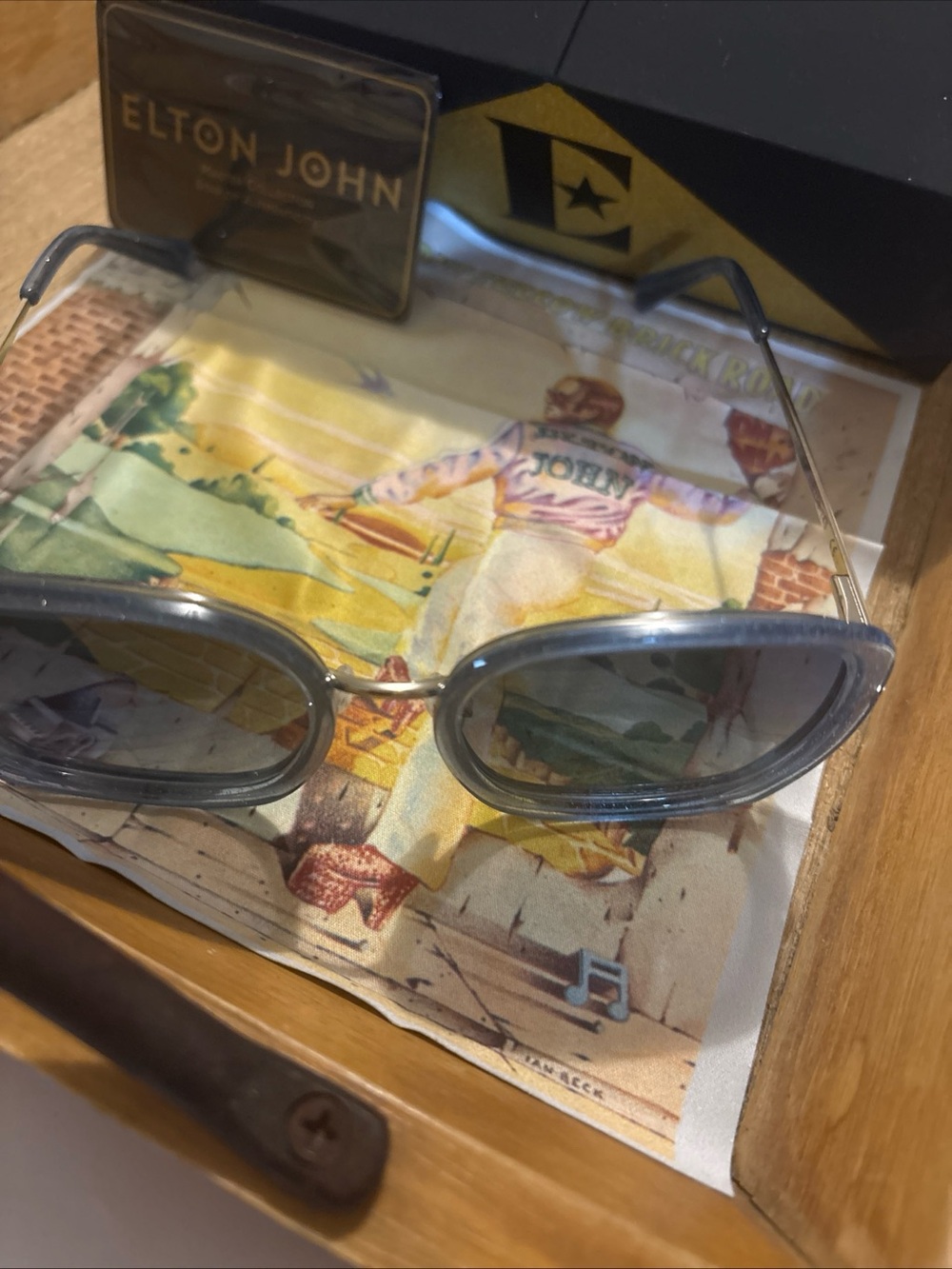 Elton John Women's Oval Sunglasses in Gray, comes w/ COA